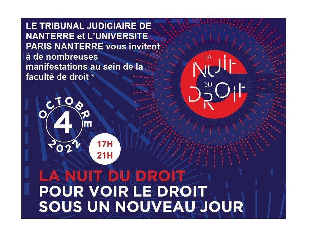 4 octobre 2022 : LA NUIT DU DROIT à l’Université de Paris Nanterre